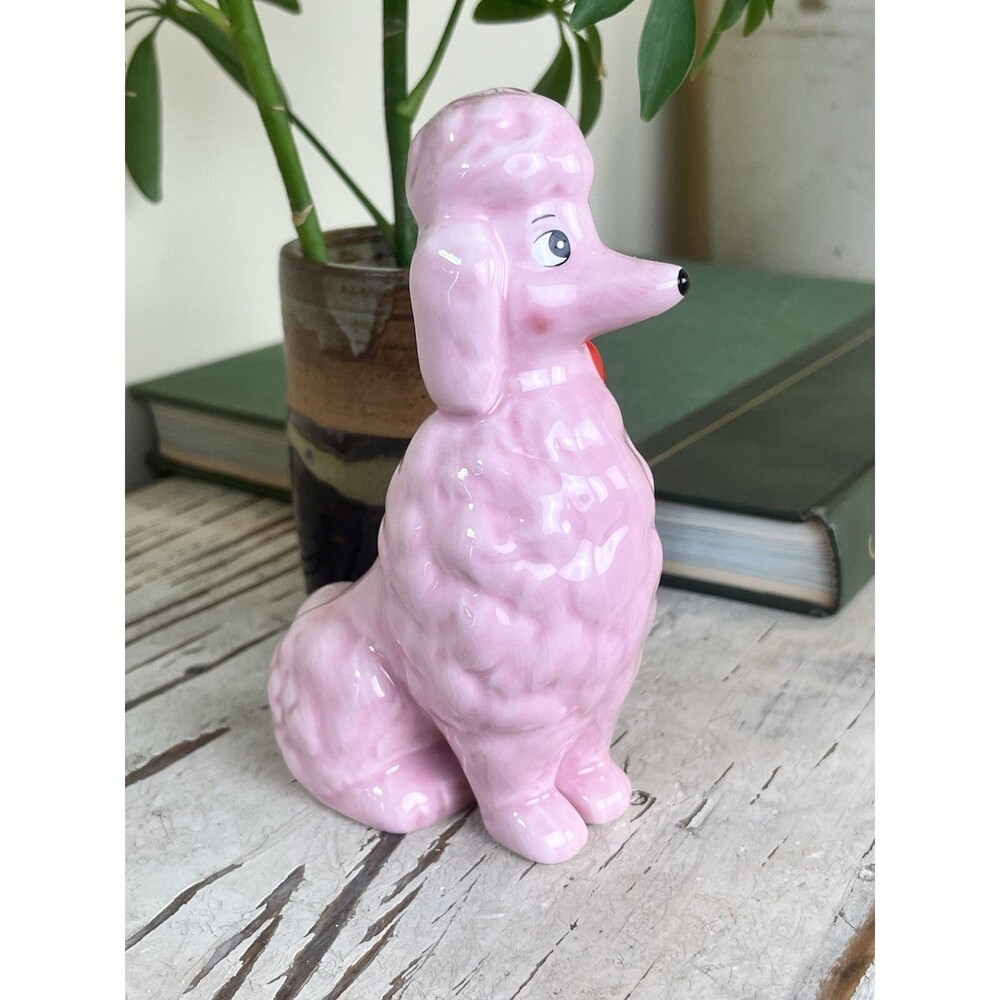 Vintage Inspired Pink Poodle Heart Figurine  / Love / Valentines Day / 5” X 3.5”
